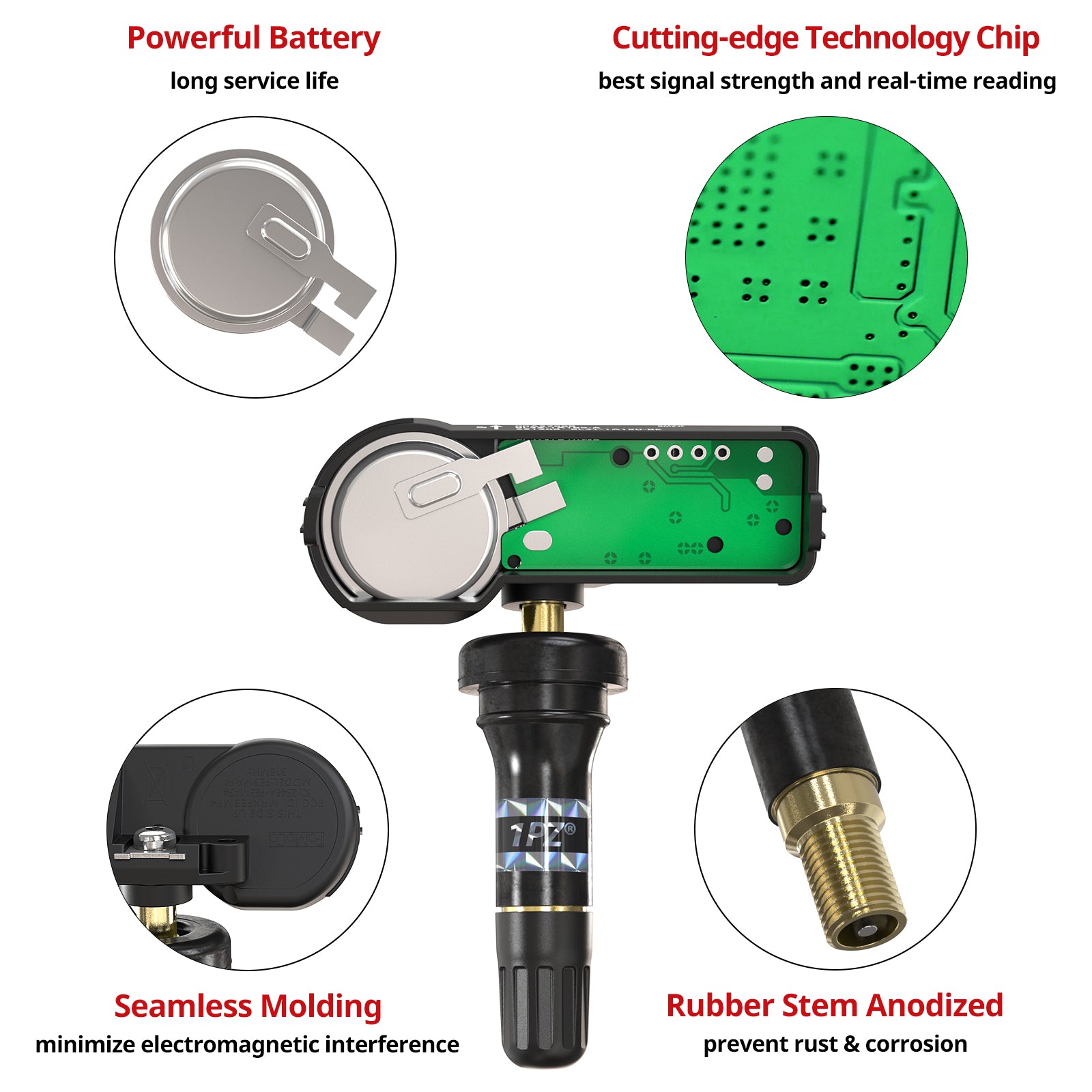 H1911 1PZ MX2-TP3 Sensor for Ford F150 F250/F350 Super Duty Escape Focus Explorer, for Mercury/Lincoln Mazda, 315MHZ Preprogrammed Tire Pressure Sensor, DE8T-1A180-AA 9L3Z-1A189-A