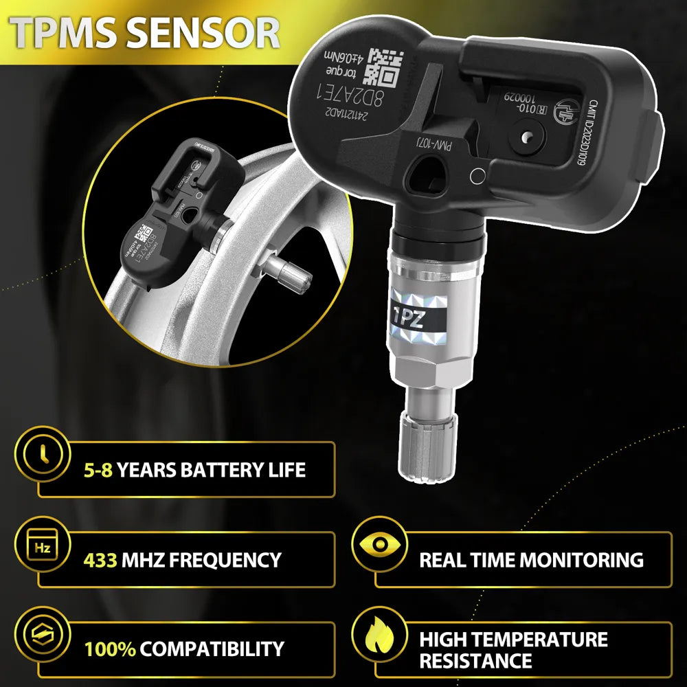 H4800 1PZ SN8-N2E TPMS Sensor, Fit for Toyota Camry Yaris Corolla RAV4,Lexus ES GX LC LX, Tire Pressure Monitoring Sensor Replaces# PMV-C015 4260706020 4260706060 315MHz, 4-Pack