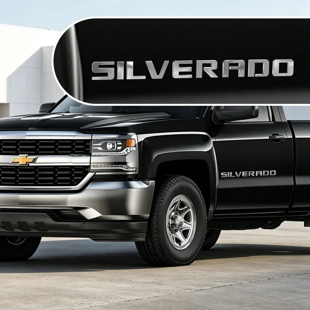 H6951 Chrome 3D Front Left Right Door Emblem Tailgate Letters Badge For Silverado 1500