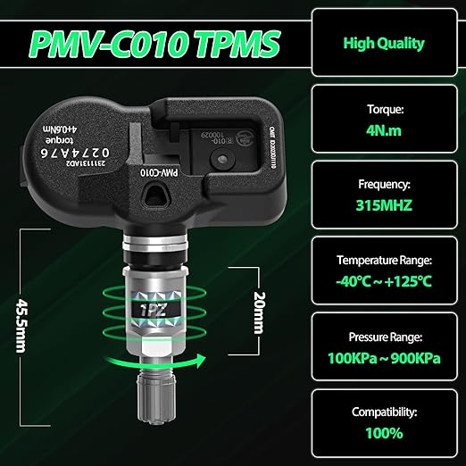 H3156 TPMS Tire Pressure Sensor 4 Pack Tire Pressure Sensor Replacement for Toyota Camry Corolla Prius RAV4 Highlander Prius, Scion iM, Le-xus ES GS LS 42607-06020 PMV-C010 42607-30060
