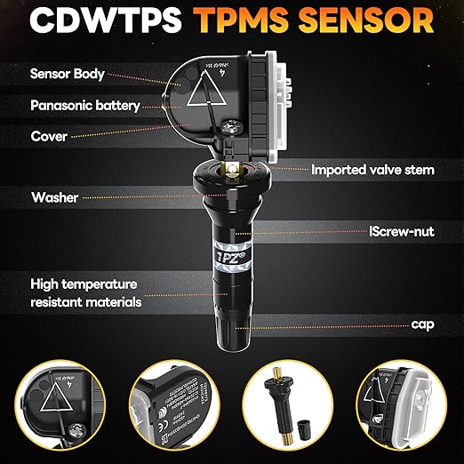 H4202 TPMS Tire Pressure Monitoring System Replacement for Buick Enclave LaCrosse Cadillac CT6 XT5 Chevrolet Camaro Cruze GMC Acadia Savana 433MHz Pre-Programmed Tire Pressure Sensor 13598773