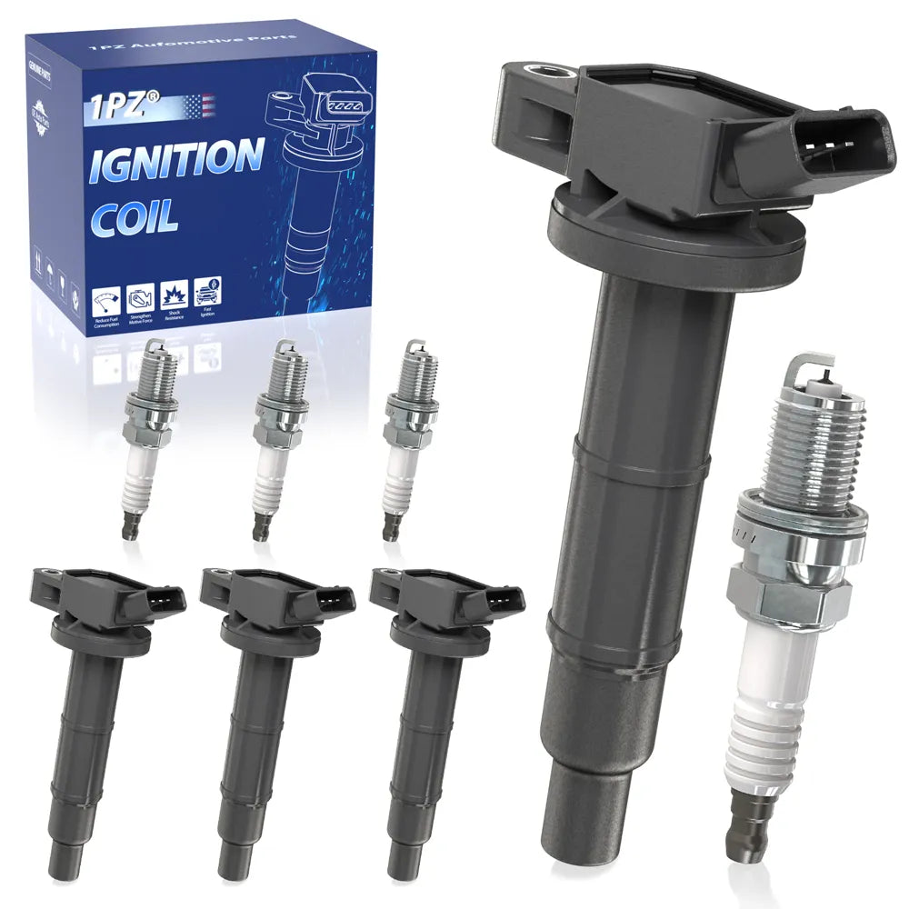 H1987 1PZ UFC-D8K Ignition Coil Pack UF596 and Iridium Spark Plugs 93501 Set of 4 Replacement for Toyota Prius Corolla Matrix V CT200H XD 1.8L L4 Compatible with 90919-02258
