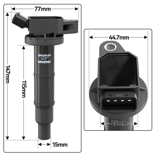 H1987 1PZ UFC-D8K Ignition Coil Pack UF596 and Iridium Spark Plugs 93501 Set of 4 Replacement for Toyota Prius Corolla Matrix V CT200H XD 1.8L L4 Compatible with 90919-02258