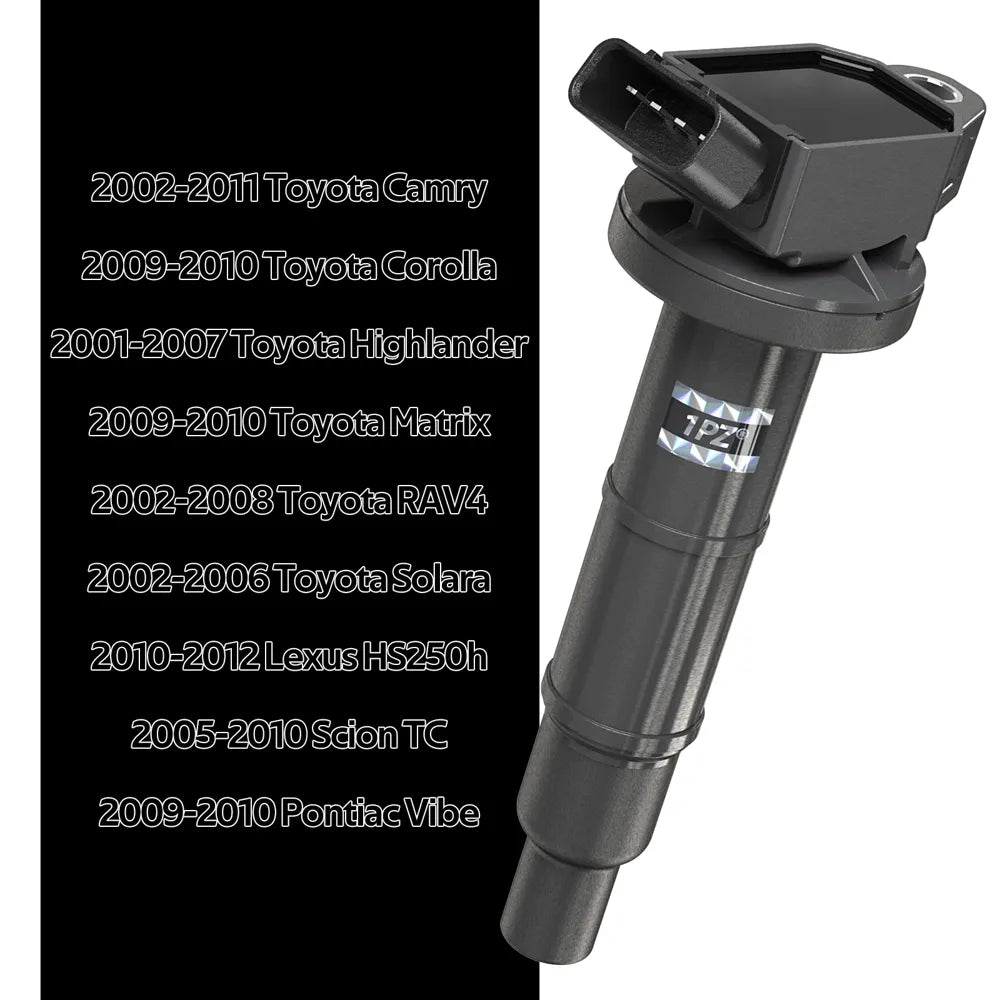 H1987 1PZ UFC-D8K Ignition Coil Pack UF596 and Iridium Spark Plugs 93501 Set of 4 Replacement for Toyota Prius Corolla Matrix V CT200H XD 1.8L L4 Compatible with 90919-02258