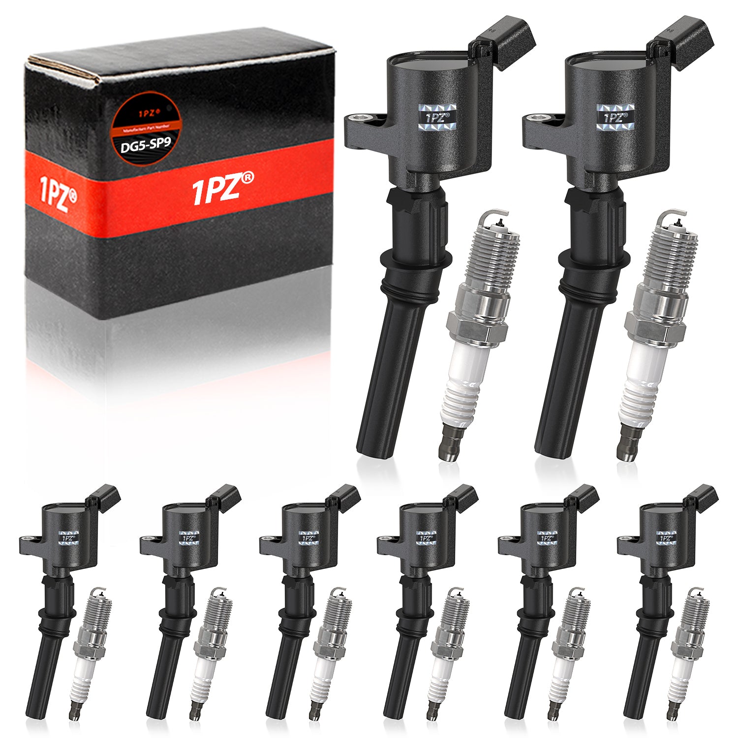 H2160 1PZ DK4-JD2 Set of 8 Ignition Coil DG508 & Motorcycle Spark Plug SP479 Replacement for Ford Crown Victoria Expedition F-150 F-250 Mustang Explorer Lincoln Mercury 4.6L 5.4L V8
