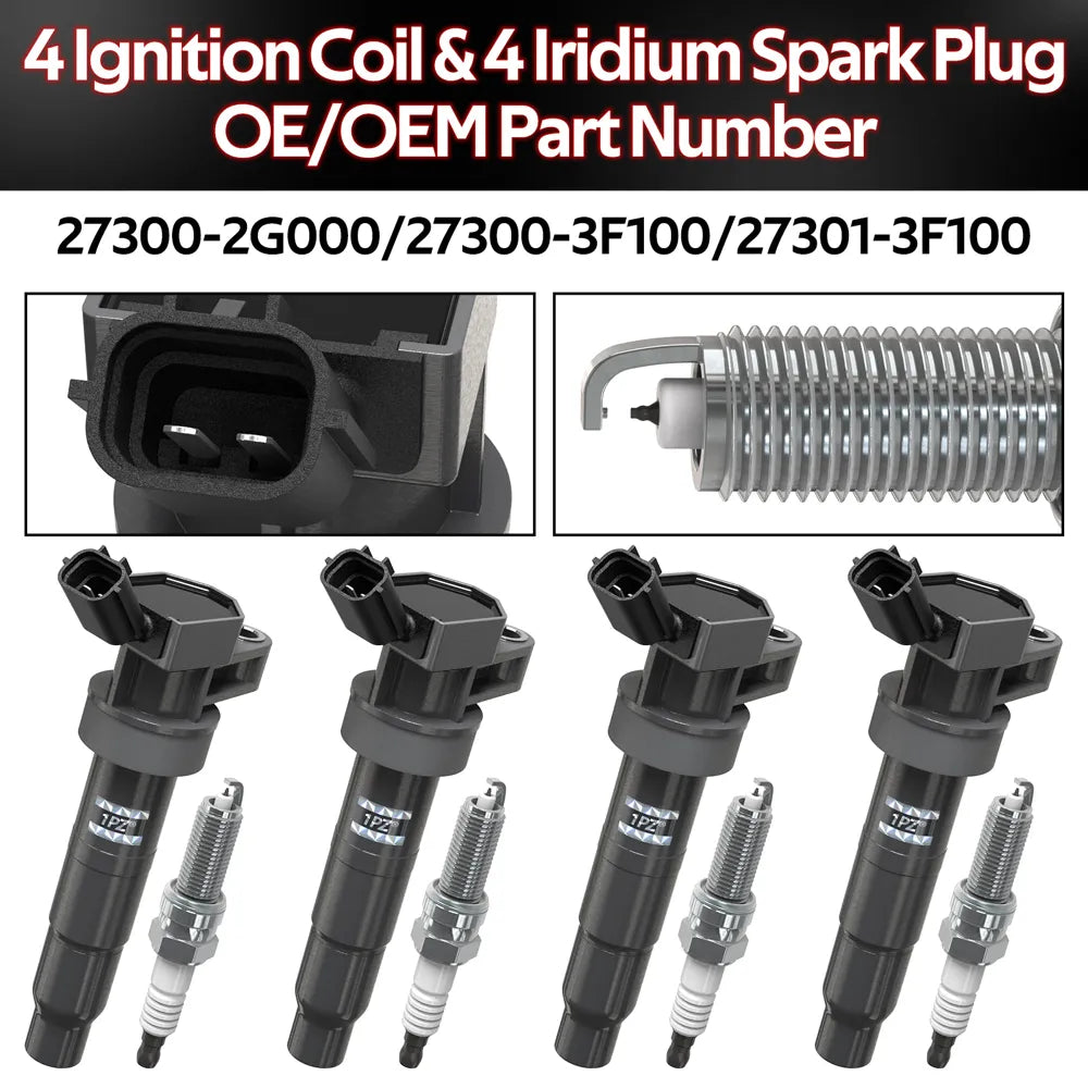 H2184 4pcs Ignition Coil Set For 27300-2G000 Kia Forte Optima Sorento Sportage 2.4L L4