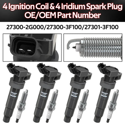 H2184 4pcs Ignition Coil Set For 27300-2G000 Kia Forte Optima Sorento Sportage 2.4L L4