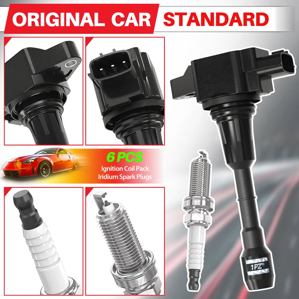 H3426 Sets of 6 Ignition Coil Pack UF550 and Iridium Spark Plugs 1406 Compatible with 3.5L V6 2008-2020 Nissan Infiniti Maxima Murano Pathfinder Quest Altima Q50 QX60 FX35