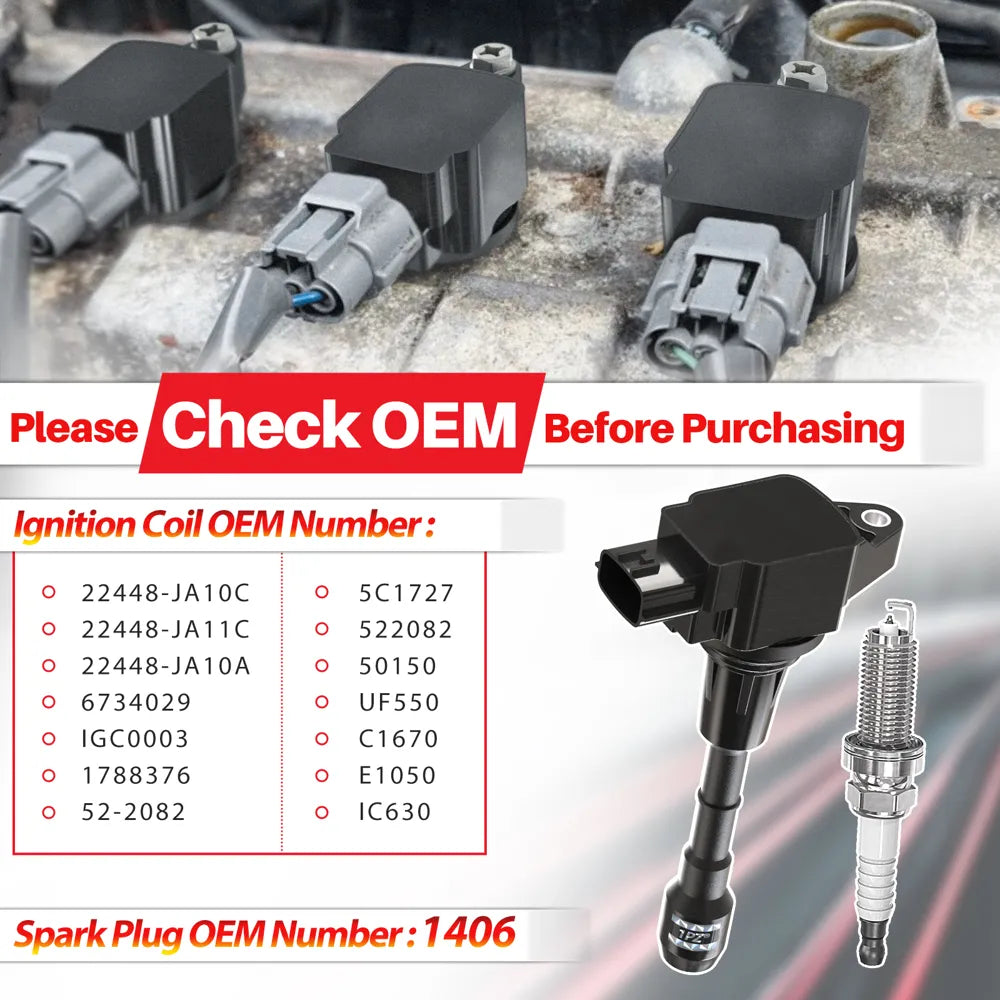 H3426 Sets of 6 Ignition Coil Pack UF550 and Iridium Spark Plugs 1406 Compatible with 3.5L V6 2008-2020 Nissan Infiniti Maxima Murano Pathfinder Quest Altima Q50 QX60 FX35