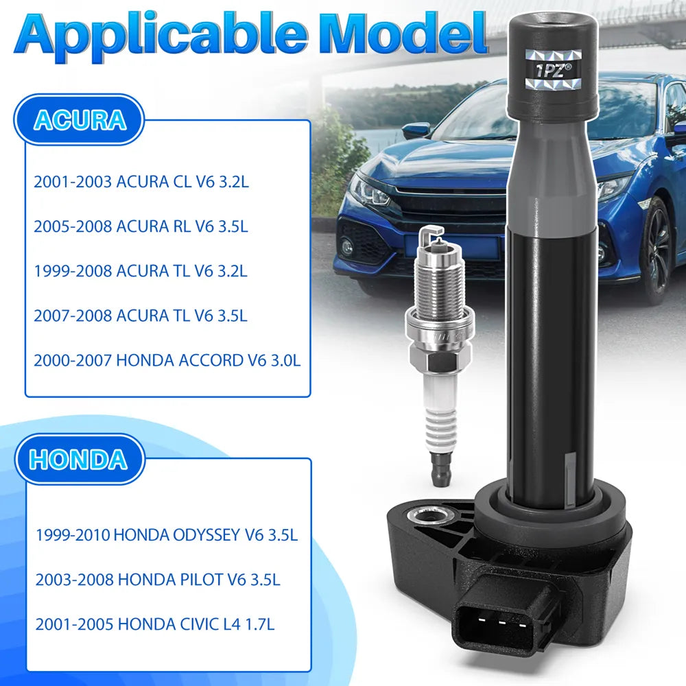 H3431 1PZ LF2-MF3 Sets of 6 Ignition Coil Pack UF242 and Iridium Spark Plugs 3657 Compatible with Honda Acura Saturn Accord Odyssey MDX TL RL Vue 3.0L 3.2L 3.5L V6