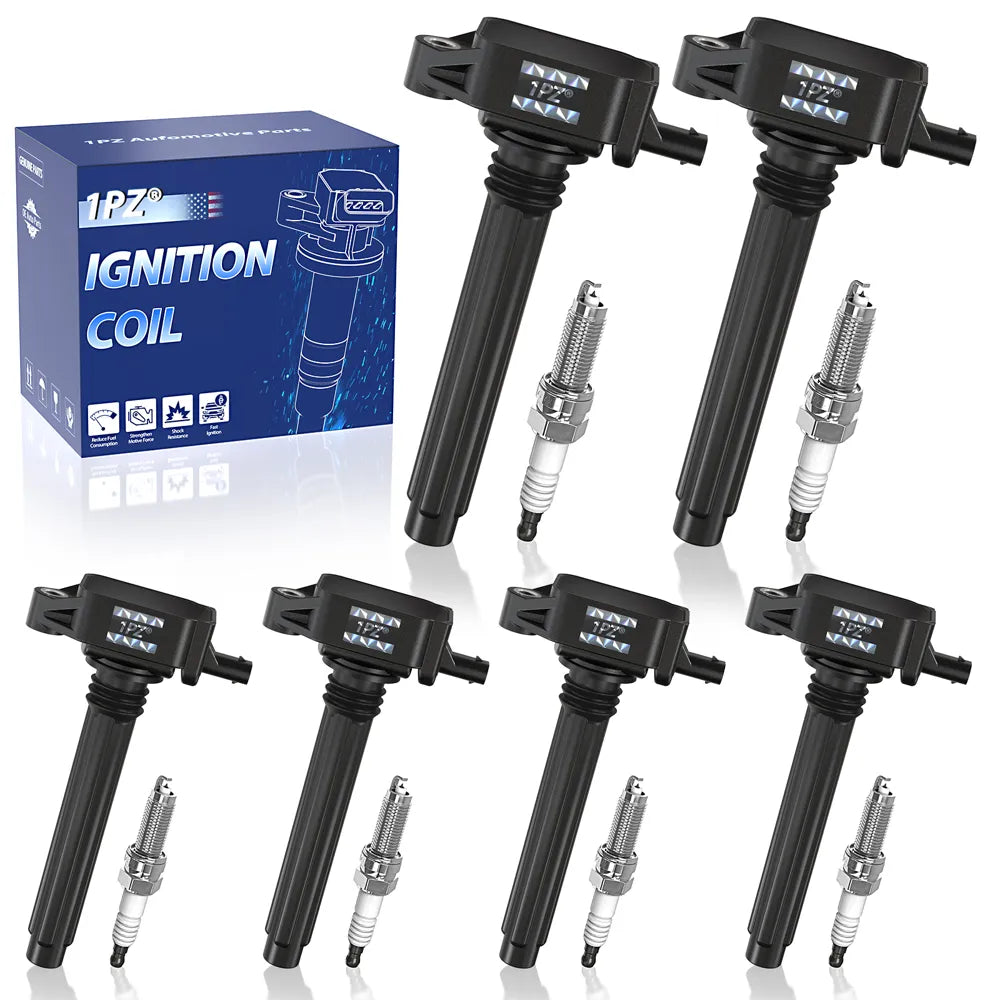 H3433 1PZ CJ2-KB5 Ignition Coil Pack UF648 and Iridium Spark Plug 9407 Compatible with Avenger Grand Caravan Dodge Journey Jeep Wrangler Chrysler 200 300 Town Country RAM 1500 2500 3.6L V6 Set of 6