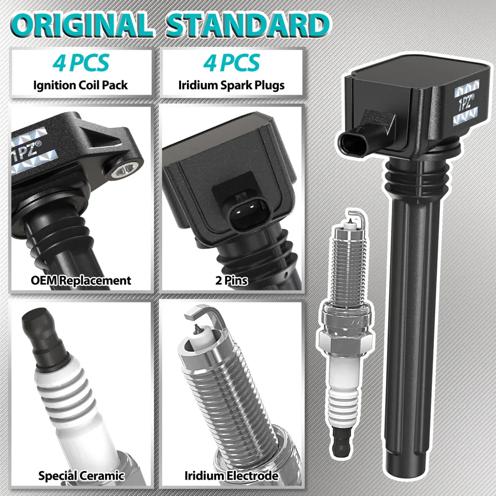 H3433 1PZ CJ2-KB5 Ignition Coil Pack UF648 and Iridium Spark Plug 9407 Compatible with Avenger Grand Caravan Dodge Journey Jeep Wrangler Chrysler 200 300 Town Country RAM 1500 2500 3.6L V6 Set of 6