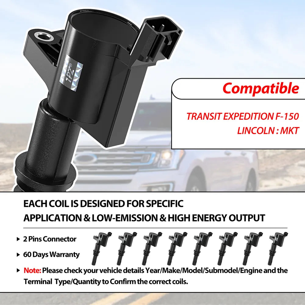 H3703 8Pcs Ignition Coils & Spark Plugs For Ford F-150 2009-2010 V8 4.6L 5.4L DG521