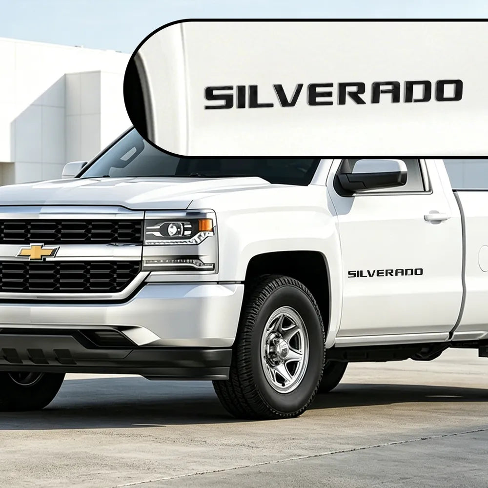 H6952 Raised Gloss Black Tailgate Letters Rear Badge Emblems Silverado 1500 2500 3500
