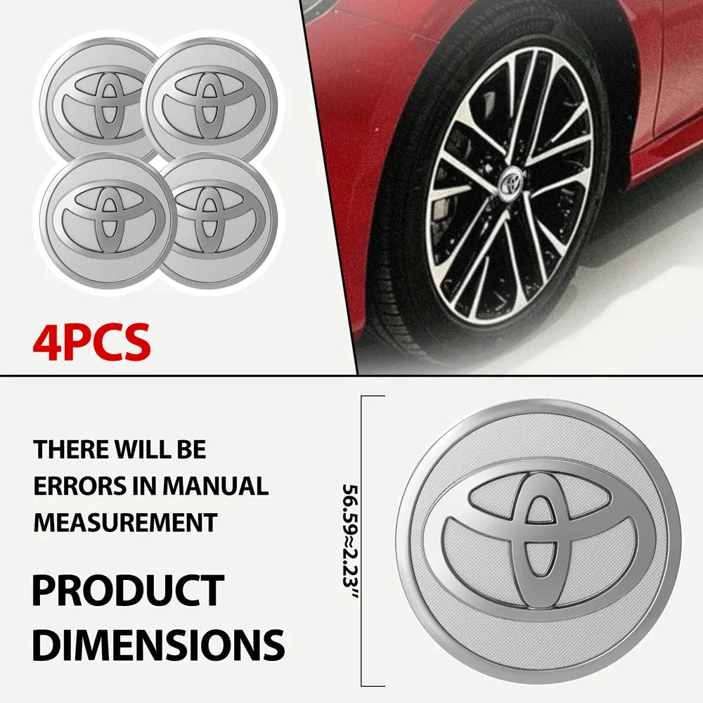 4pcs 57mm Wheel Center Cap Silver Hub Chrome Logo Rims For Toyota Corolla Matrix