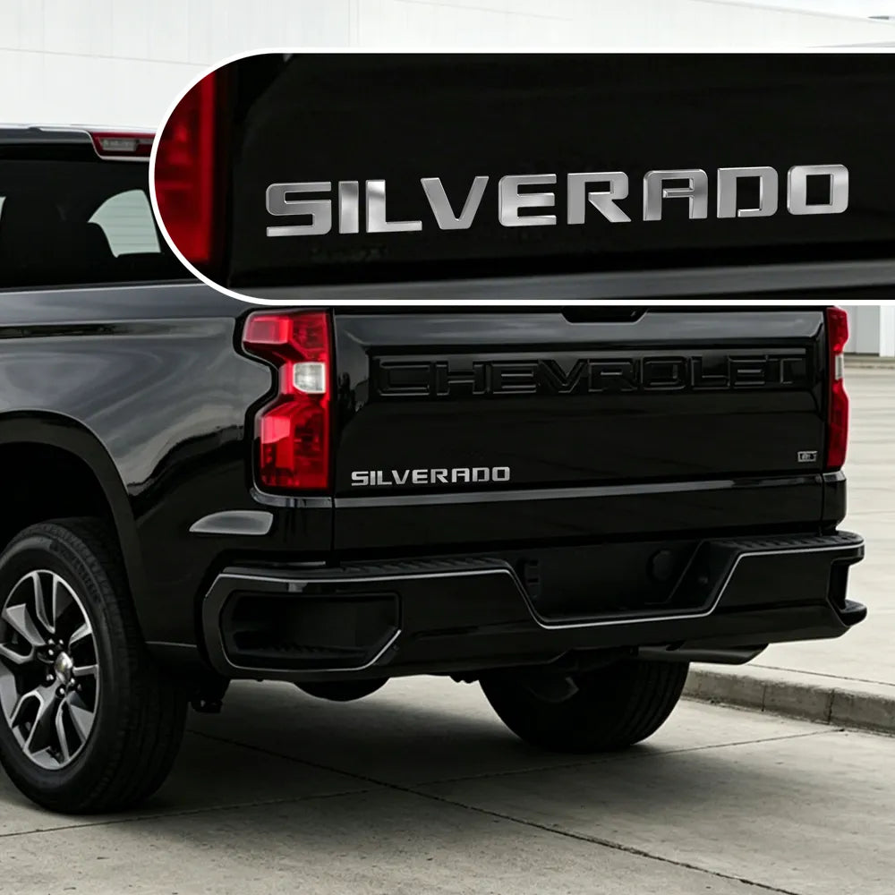 H6951 Chrome 3D Front Left Right Door Emblem Tailgate Letters Badge For Silverado 1500